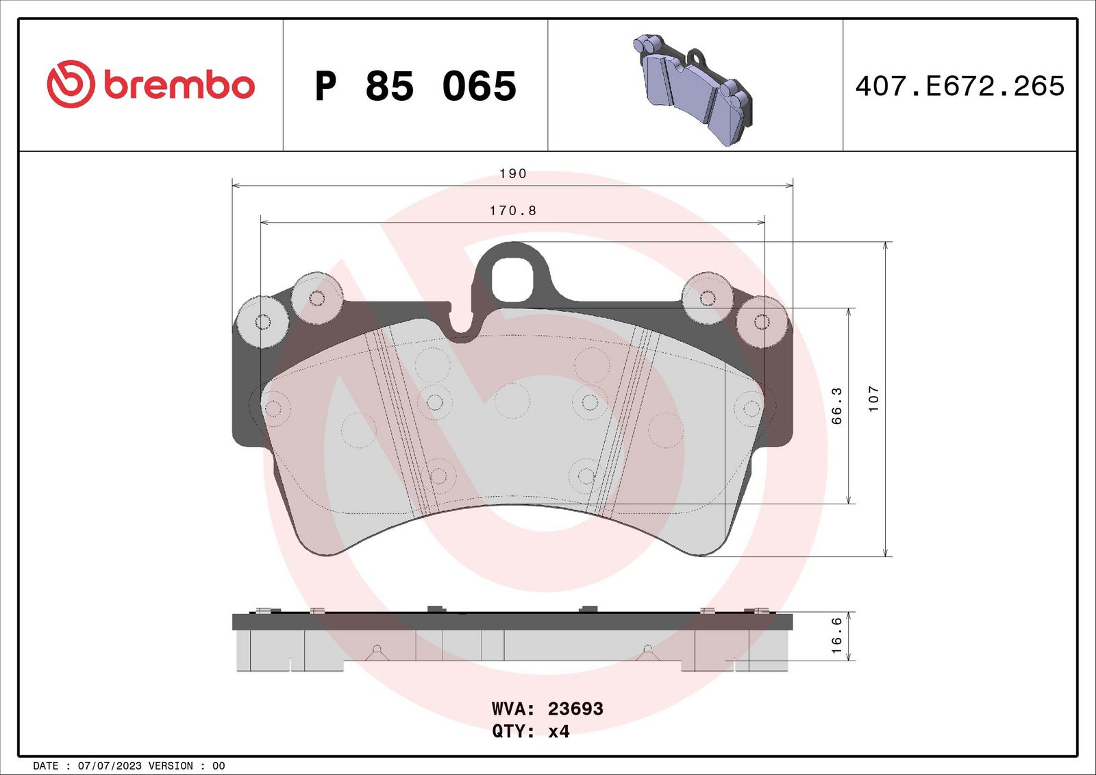 PRIME Low-Met Front Disc Brake Pad Set - P85065_03