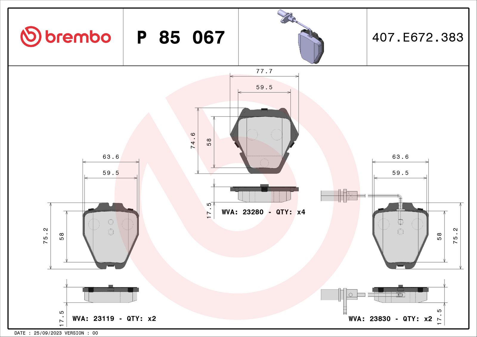 PRIME Low-Met Front Disc Brake Pad Set - P85067_03