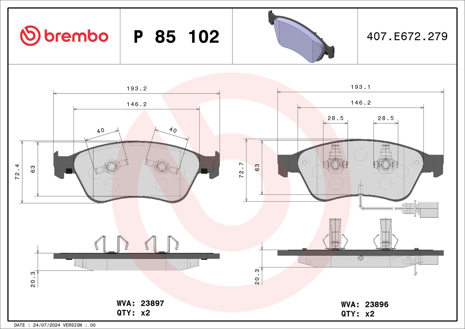 PRIME Low-Met Front Disc Brake Pad Set - P85102_03