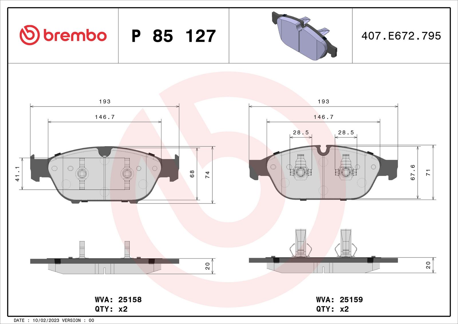 PRIME Low-Met Front Disc Brake Pad Set - P85127_03