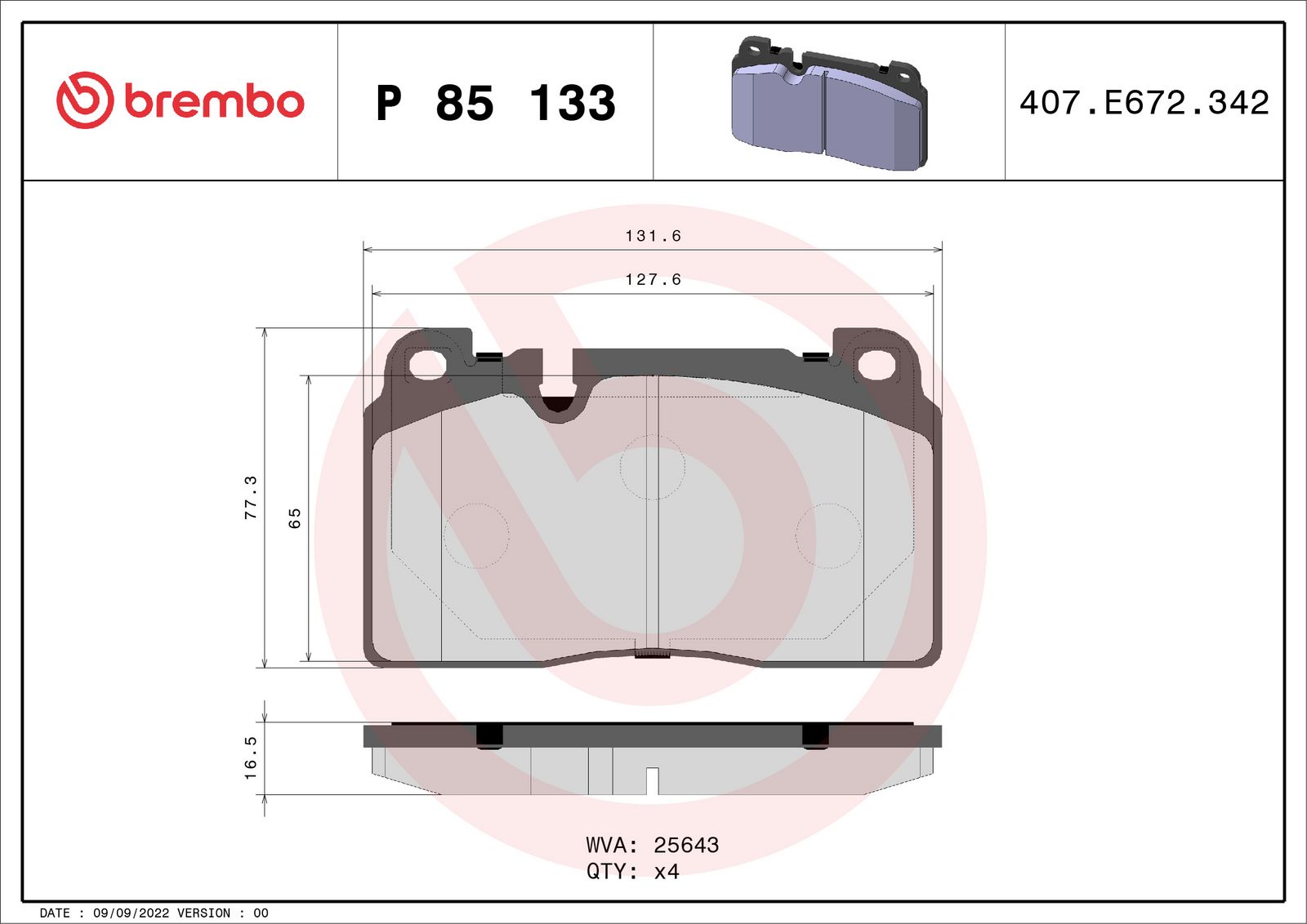 PRIME Low-Met Front Disc Brake Pad Set - P85133_03