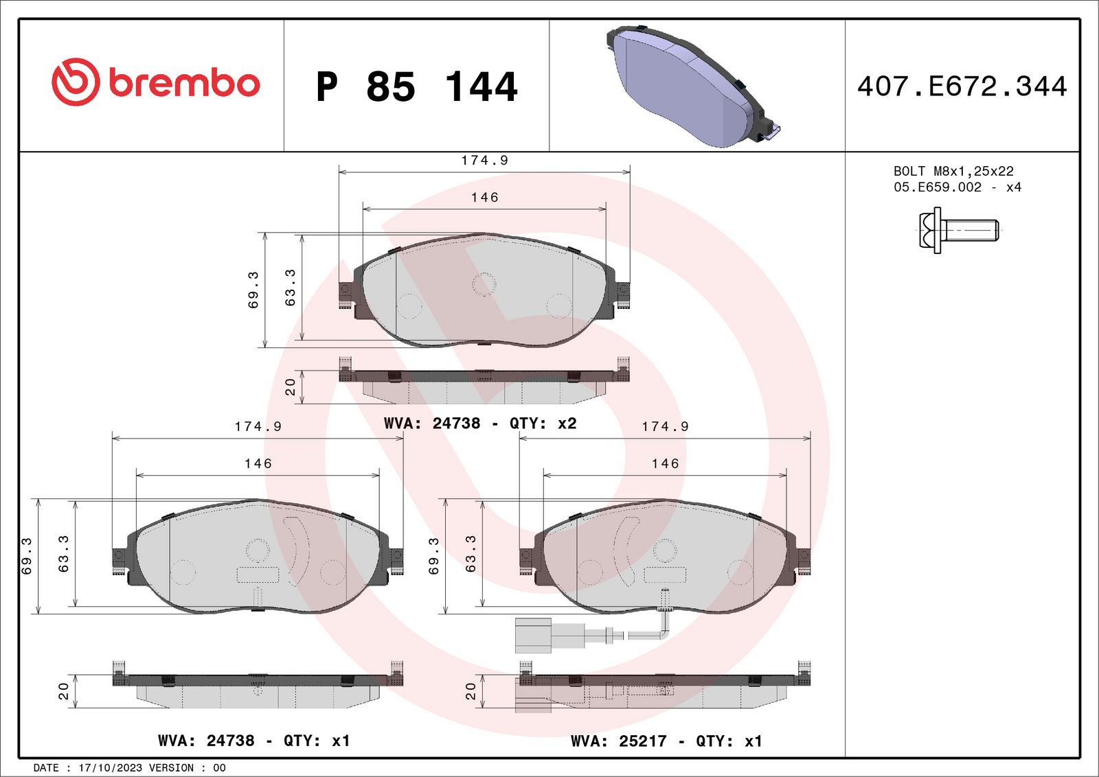 PRIME Low-Met Front Disc Brake Pad Set - P85144_03