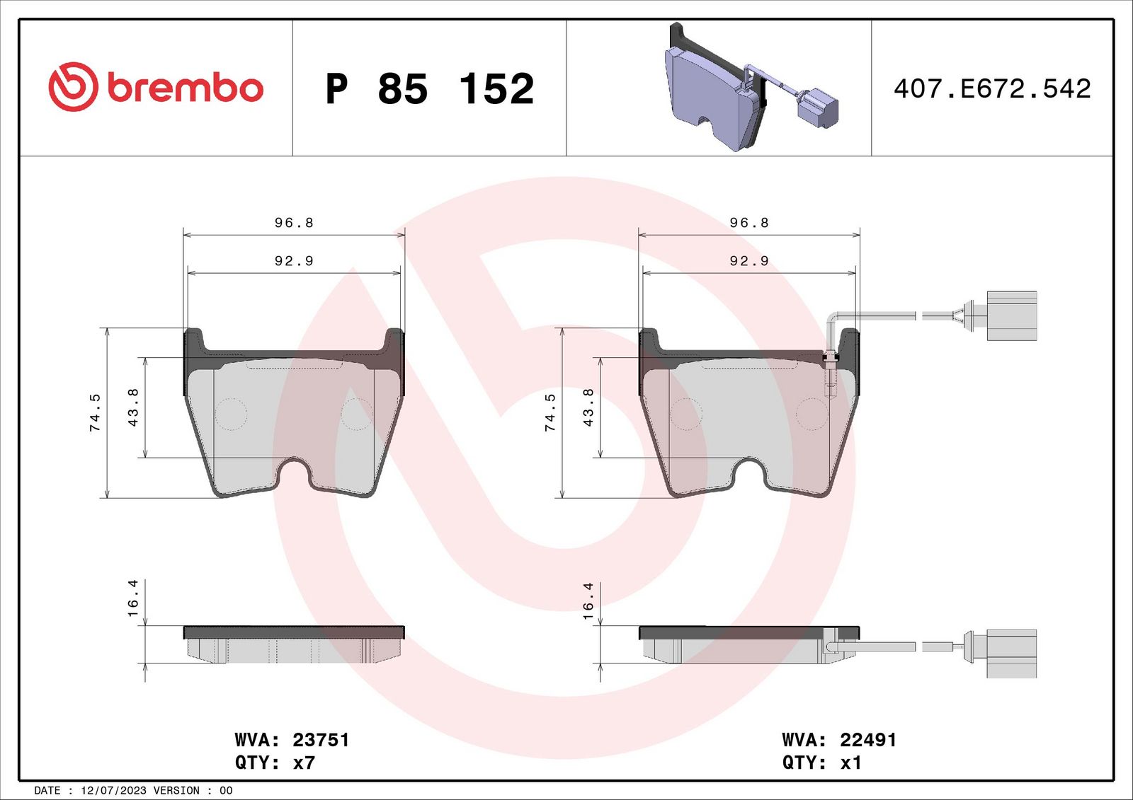 PRIME Low-Met Front Disc Brake Pad Set - P85152_03