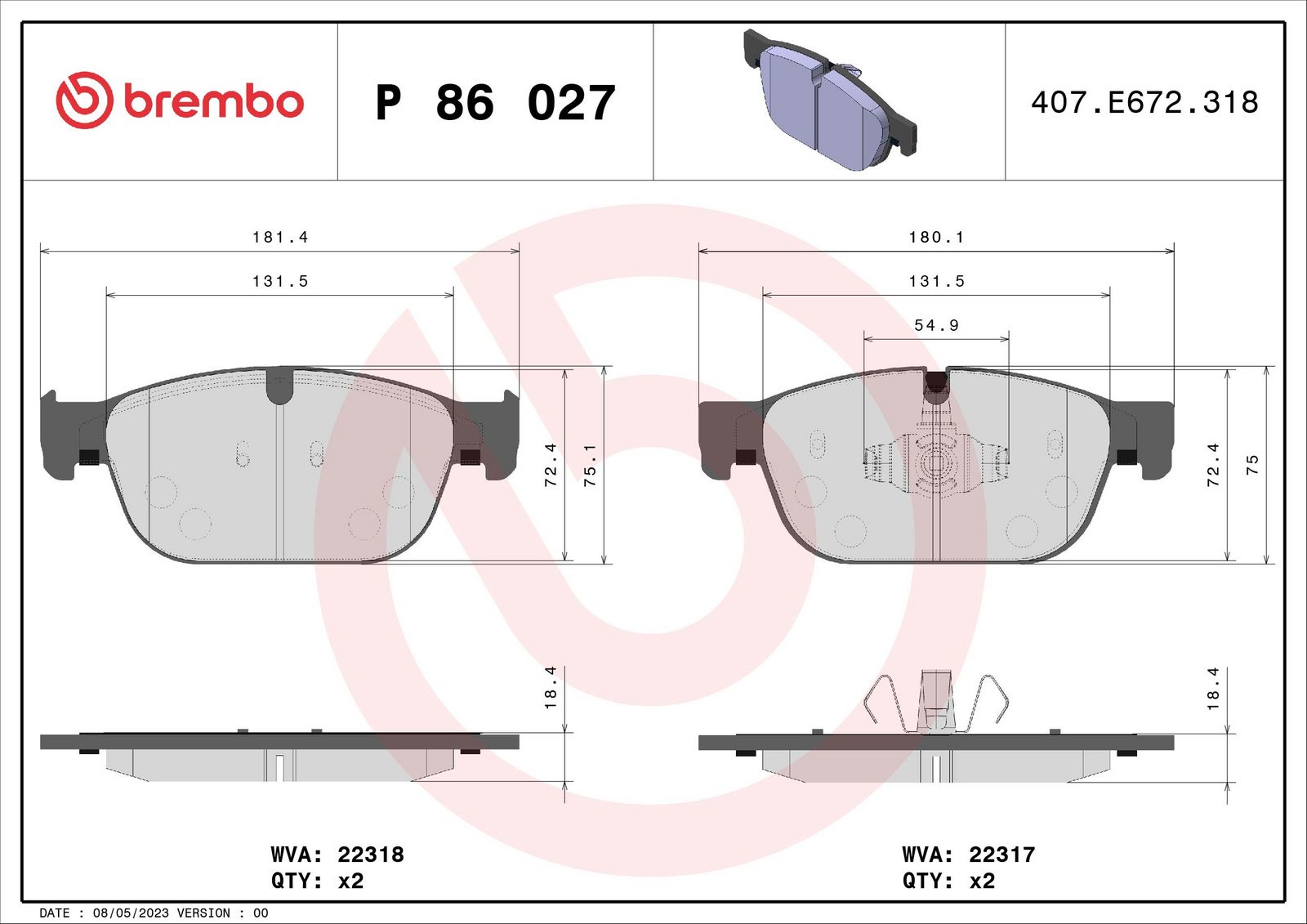 PRIME Low-Met Front Disc Brake Pad Set - P86027_03
