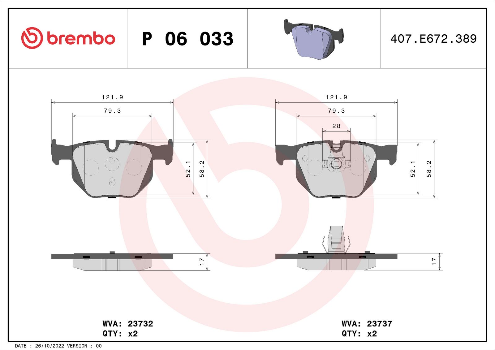 PRIME Low-Met Rear Disc Brake Pad Set - P06033_03