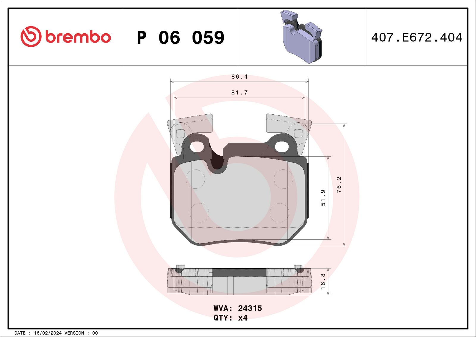 PRIME Low-Met Rear Disc Brake Pad Set - P06059_03