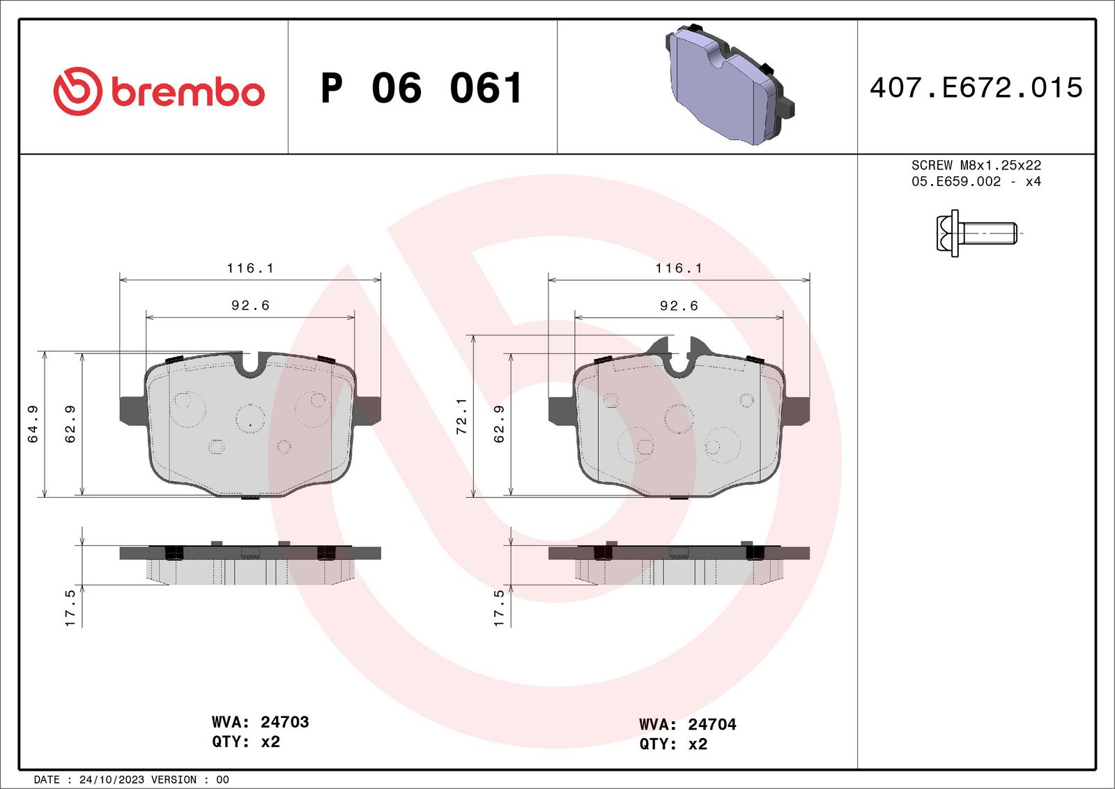 PRIME Low-Met Rear Disc Brake Pad Set - P06061_03