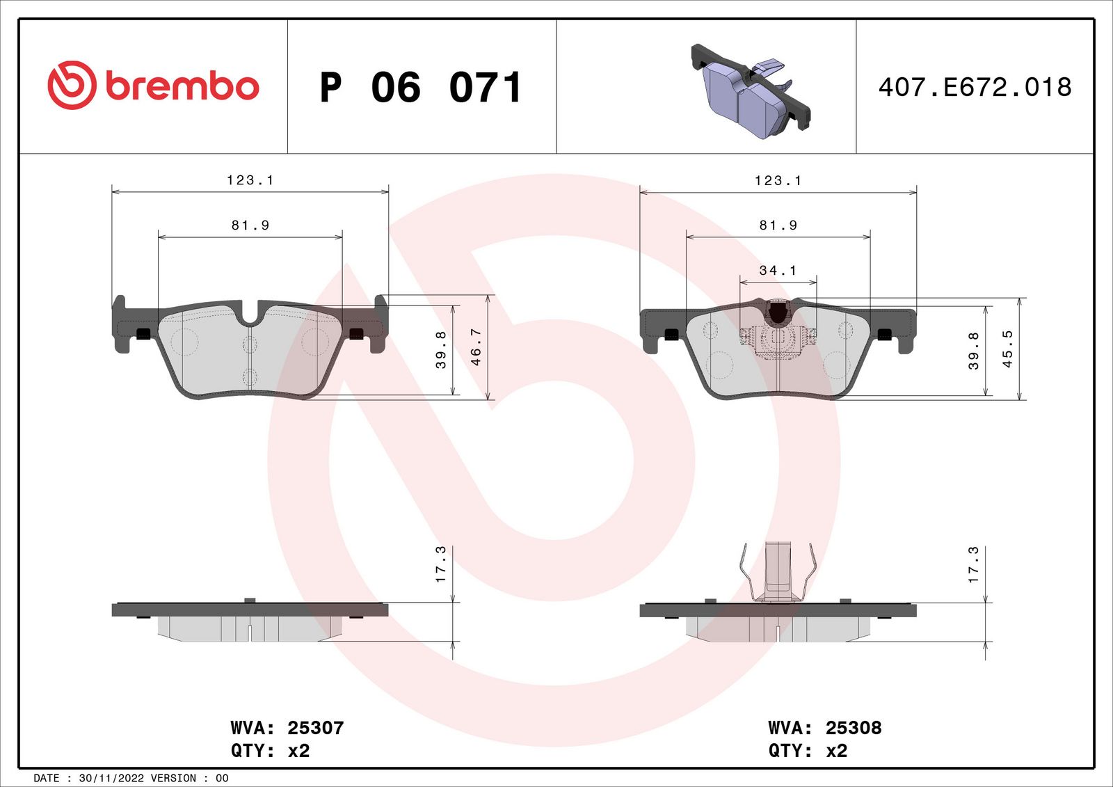 PRIME Low-Met Rear Disc Brake Pad Set - P06071_03
