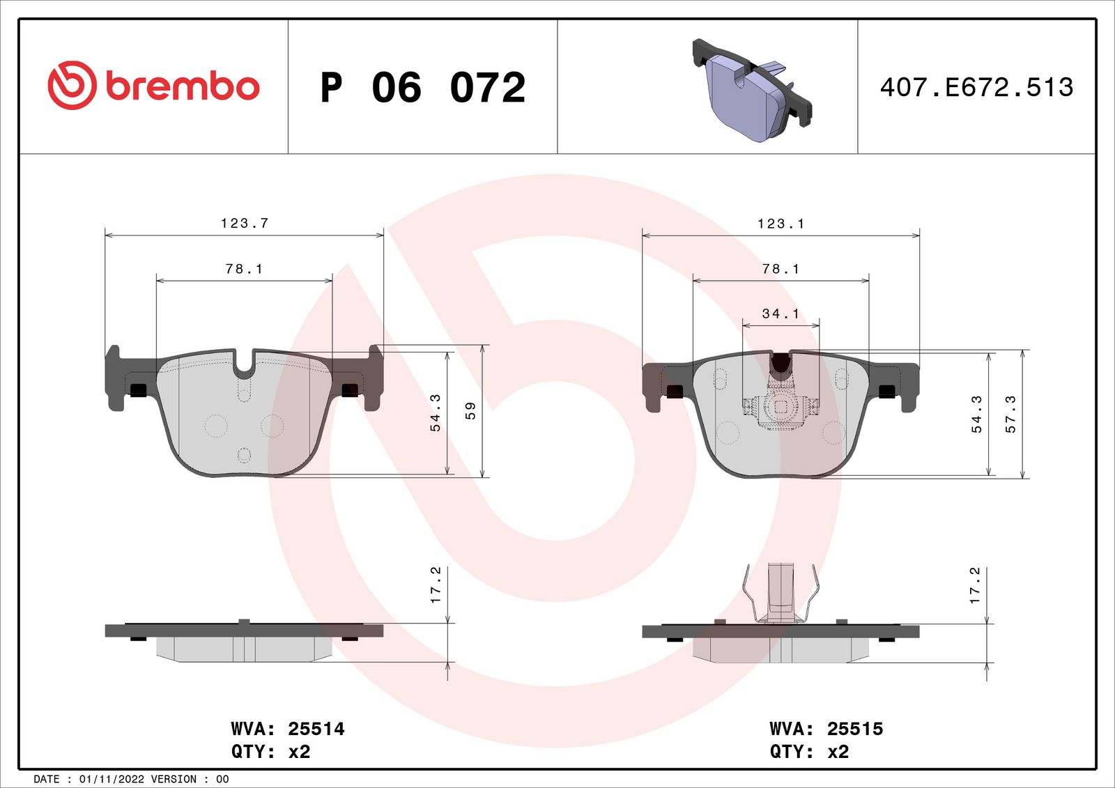 PRIME Low-Met Rear Disc Brake Pad Set - P06072_03