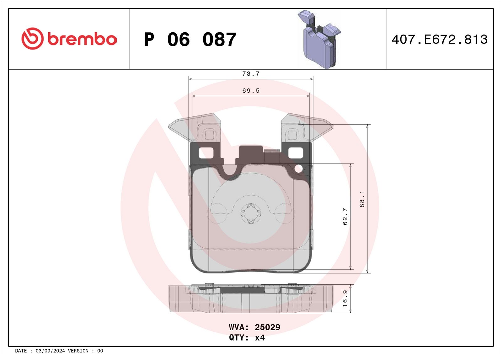 PRIME Low-Met Rear Disc Brake Pad Set - P06087_03