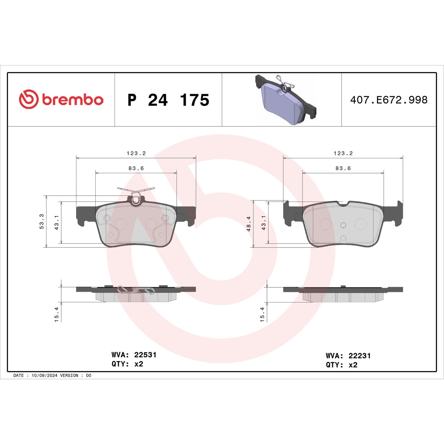 PRIME Low-Met Rear Disc Brake Pad Set - P24175_02