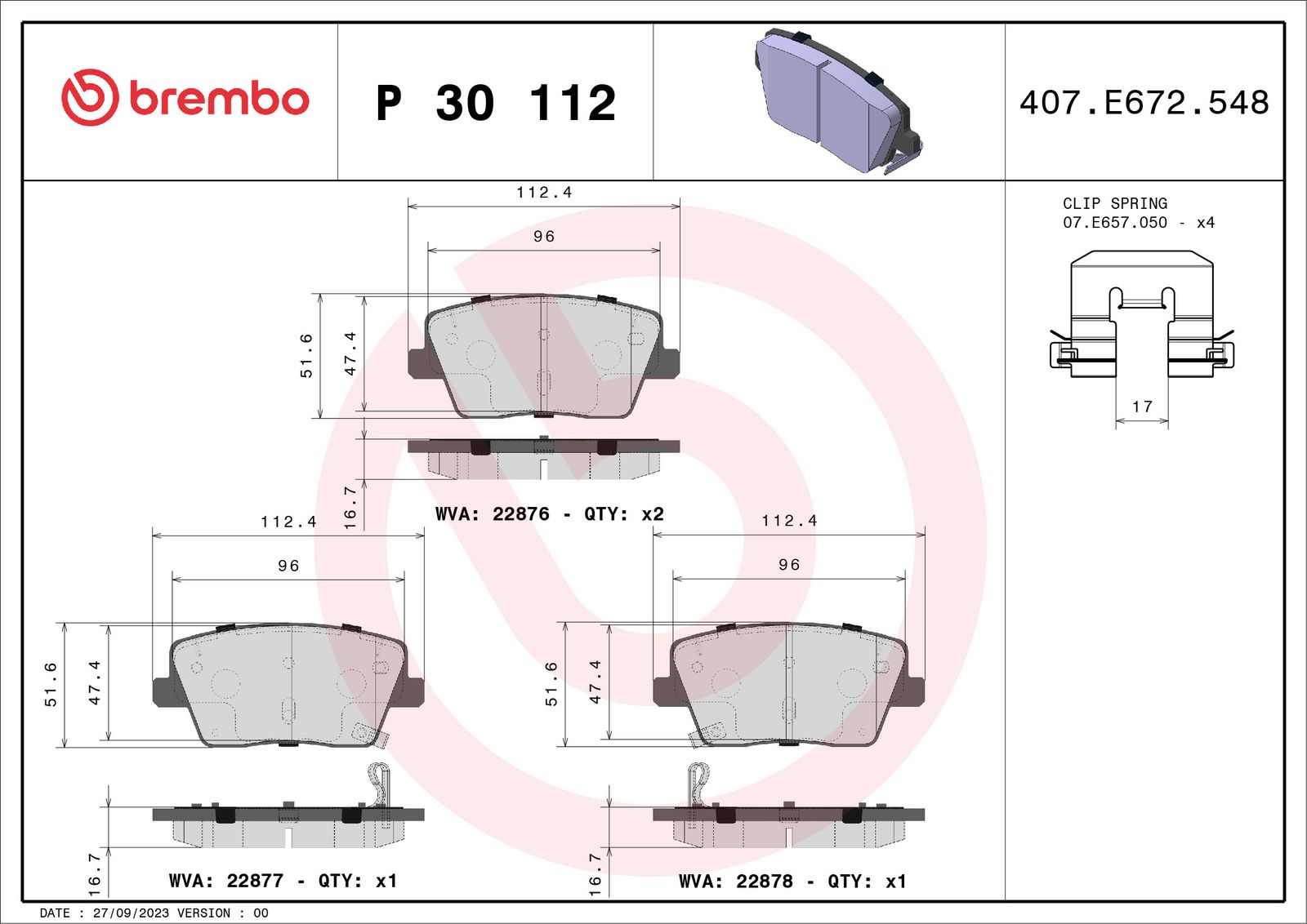 PRIME Low-Met Rear Disc Brake Pad Set - P30112_01