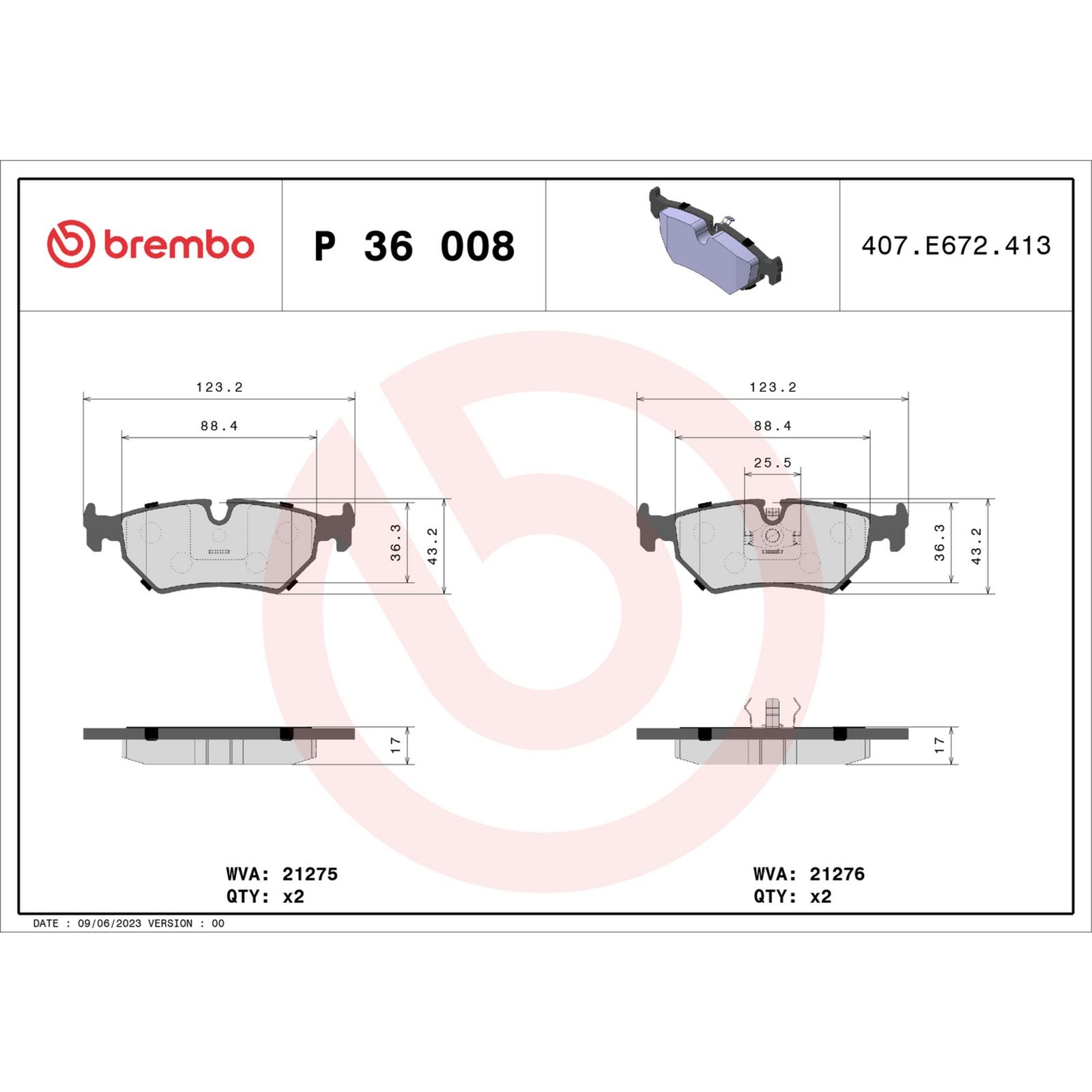 PRIME Low-Met Rear Disc Brake Pad Set - P36008_02