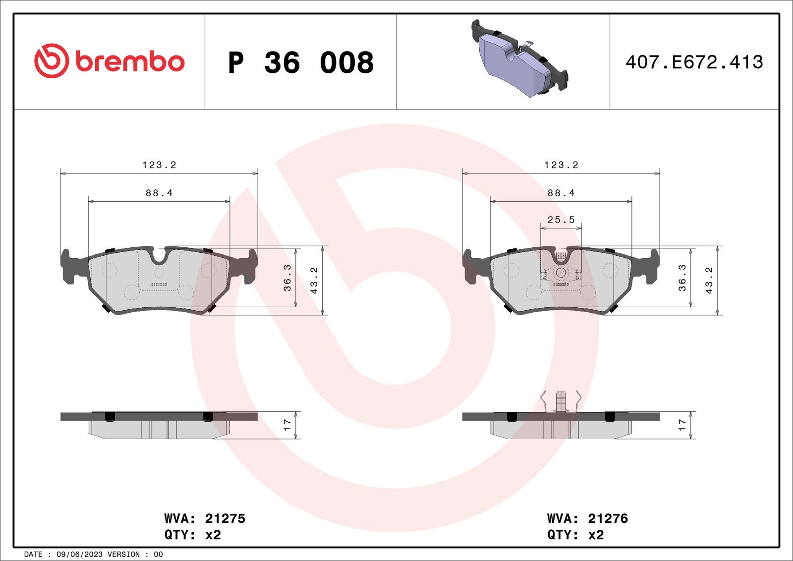 PRIME Low-Met Rear Disc Brake Pad Set - P36008_03