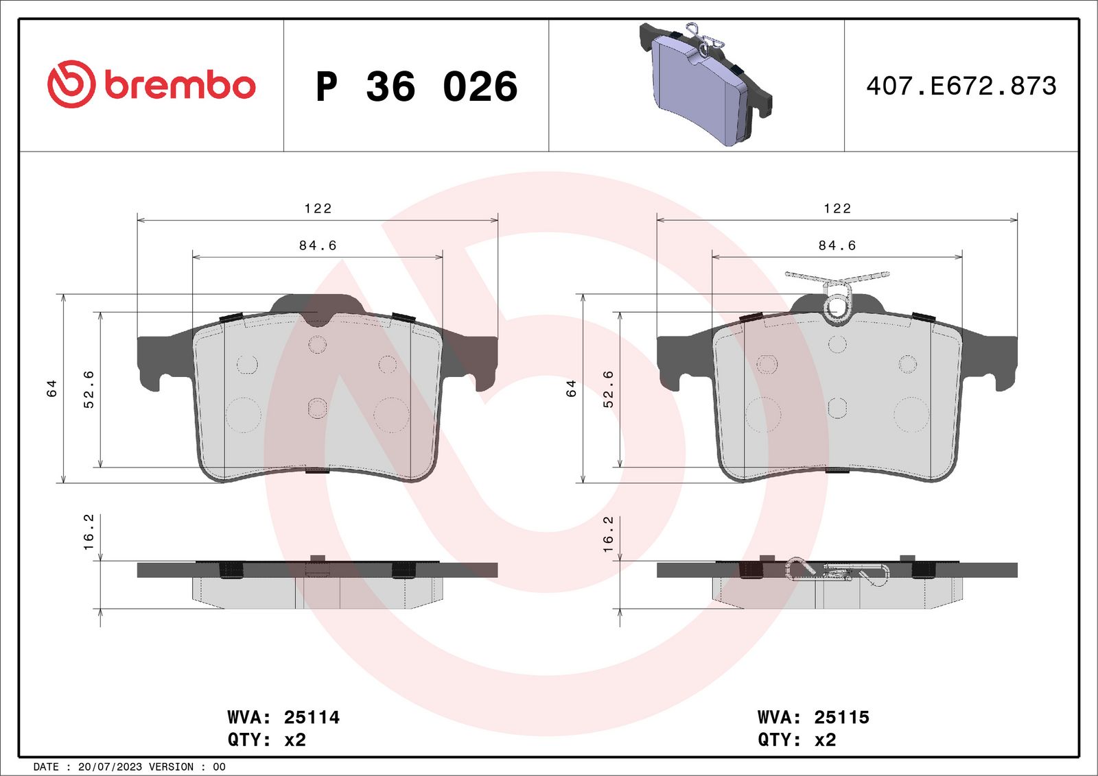 PRIME Low-Met Rear Disc Brake Pad Set - P36026_03