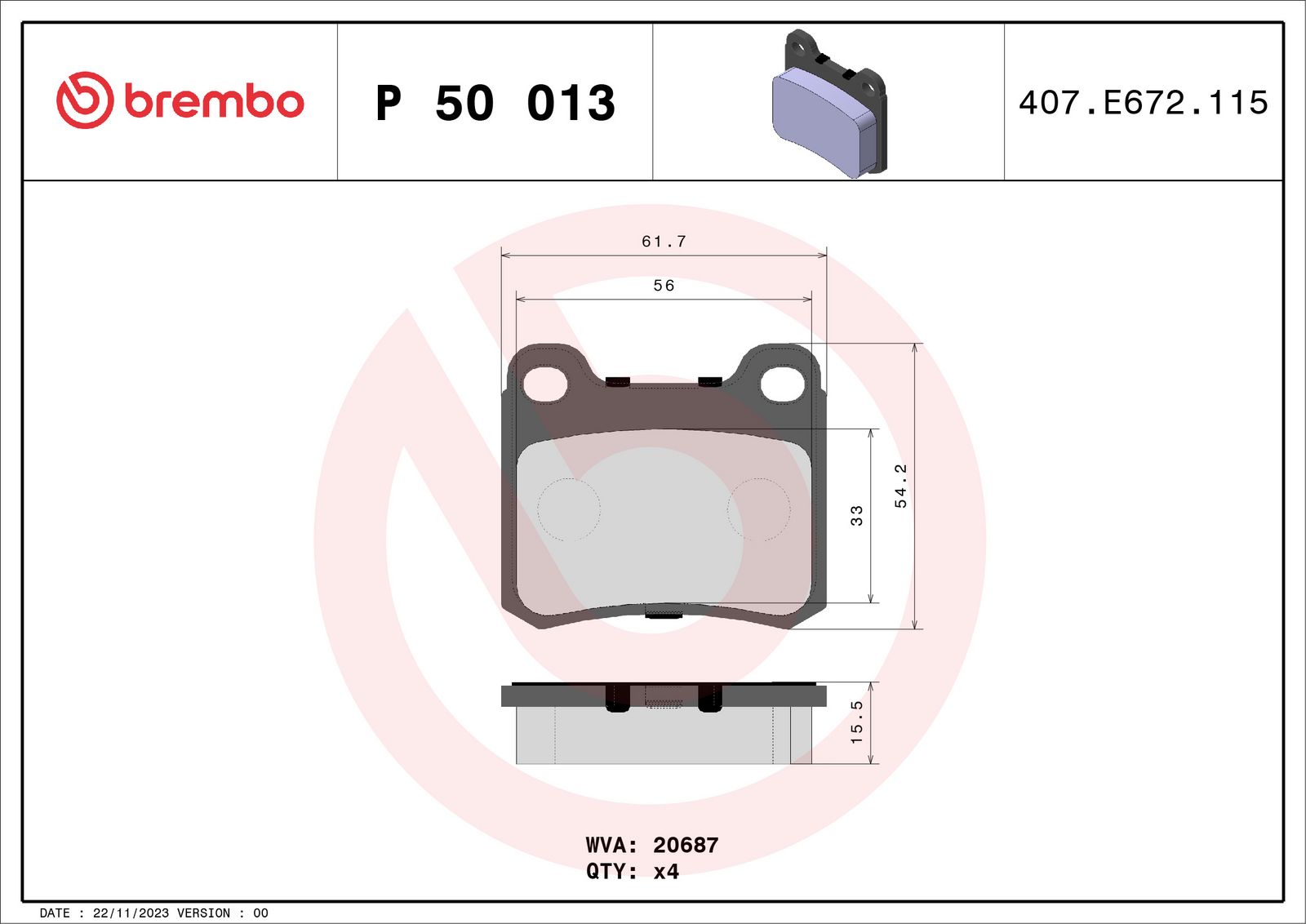 PRIME Low-Met Rear Disc Brake Pad Set - P50013_03