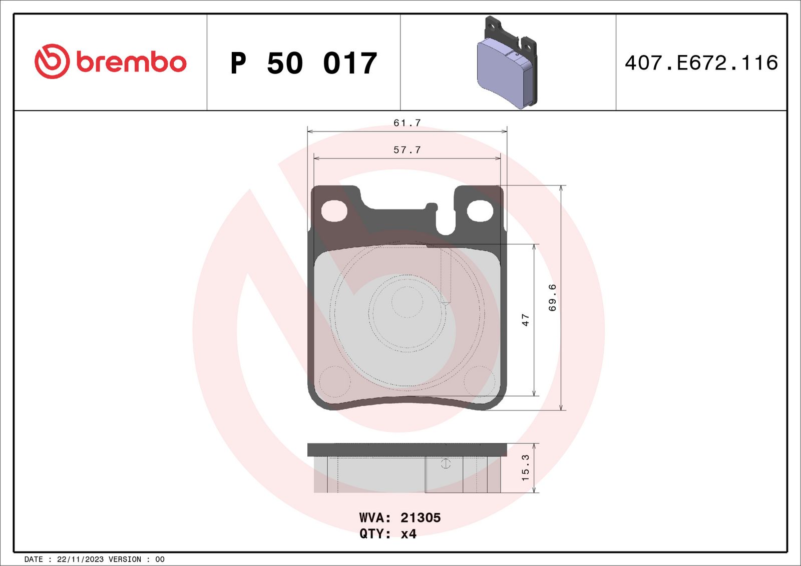 PRIME Low-Met Rear Disc Brake Pad Set - P50017_03