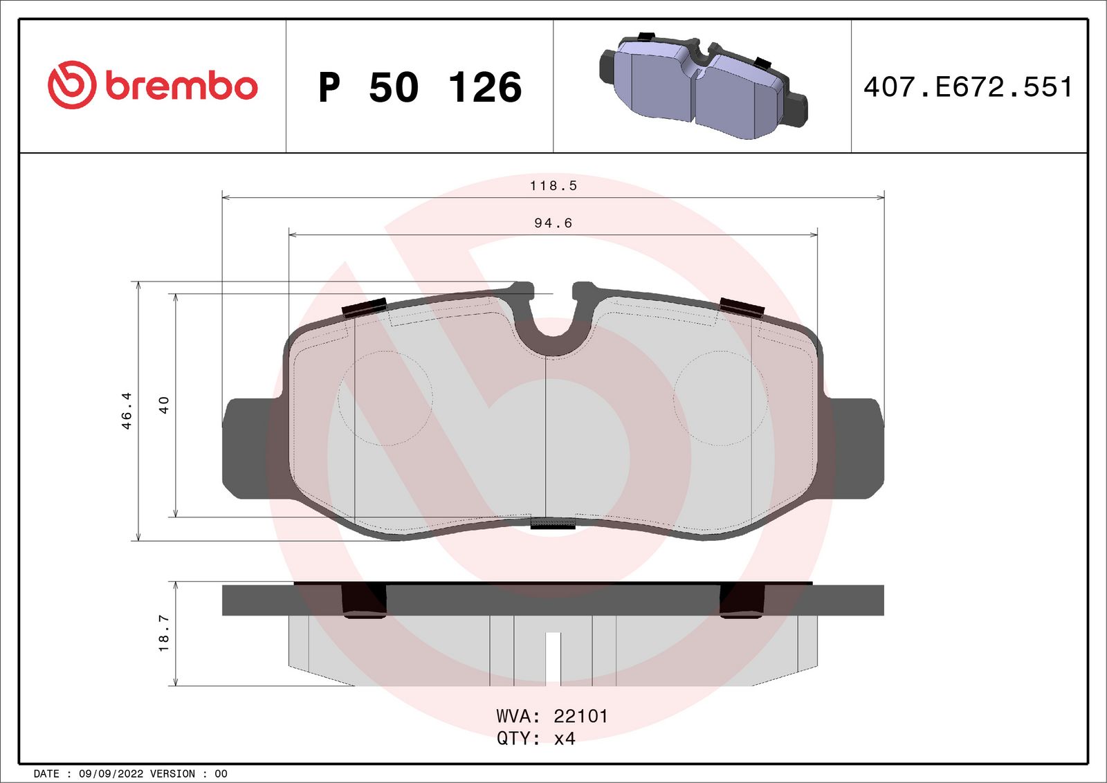 PRIME Low-Met Rear Disc Brake Pad Set - P50126_03