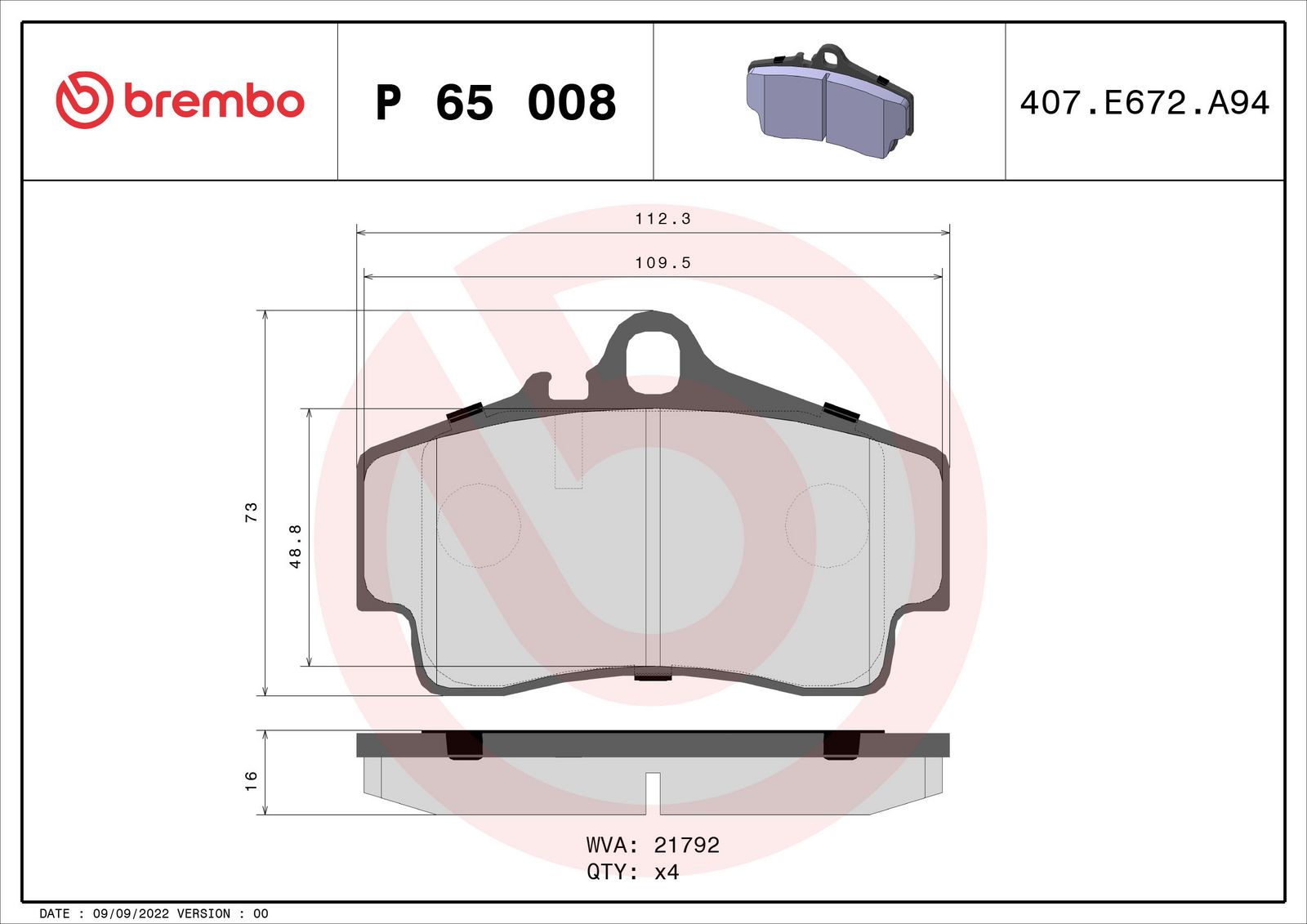 PRIME Low-Met Rear Disc Brake Pad Set - P65008_03
