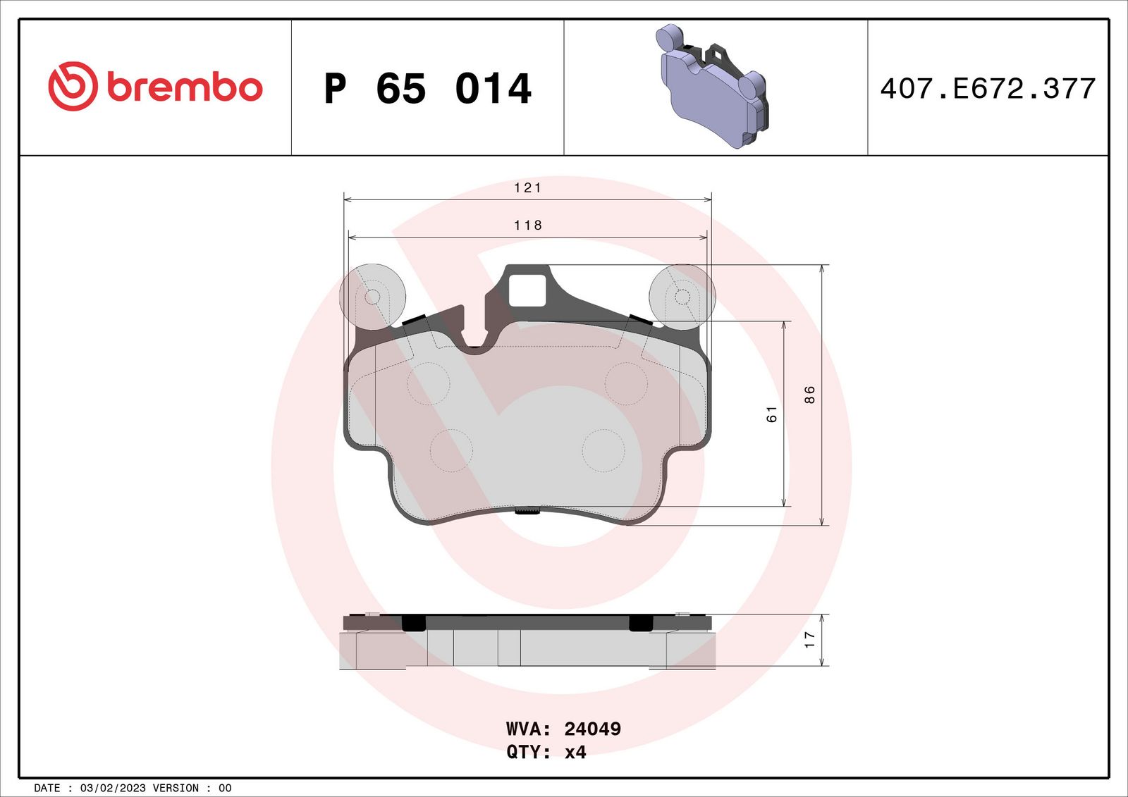 PRIME Low-Met Rear Disc Brake Pad Set - P65014_03