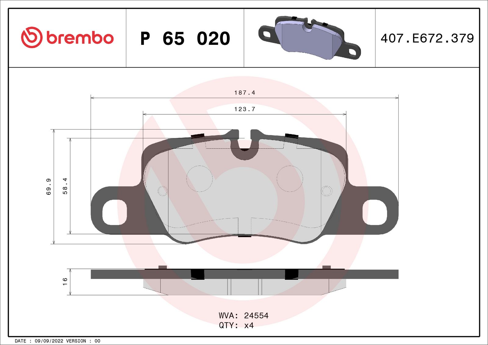 PRIME Low-Met Rear Disc Brake Pad Set - P65020_01