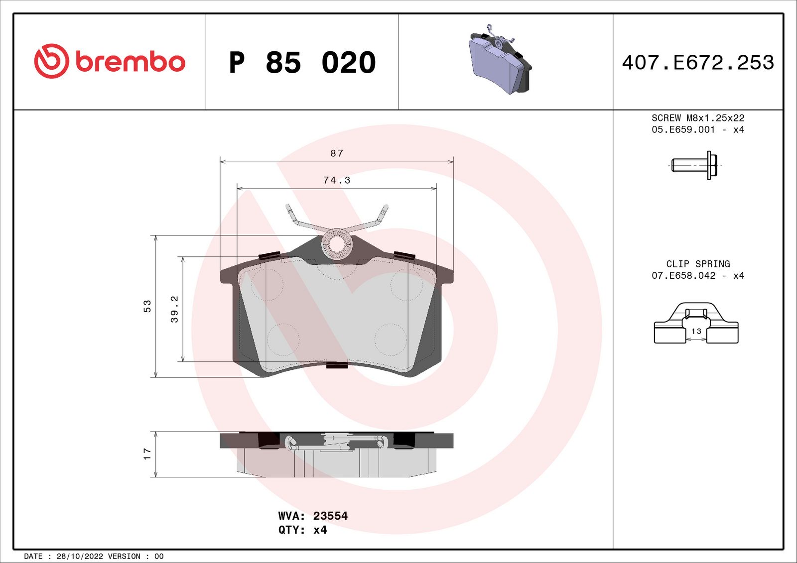 PRIME Low-Met Rear Disc Brake Pad Set - P85020_03