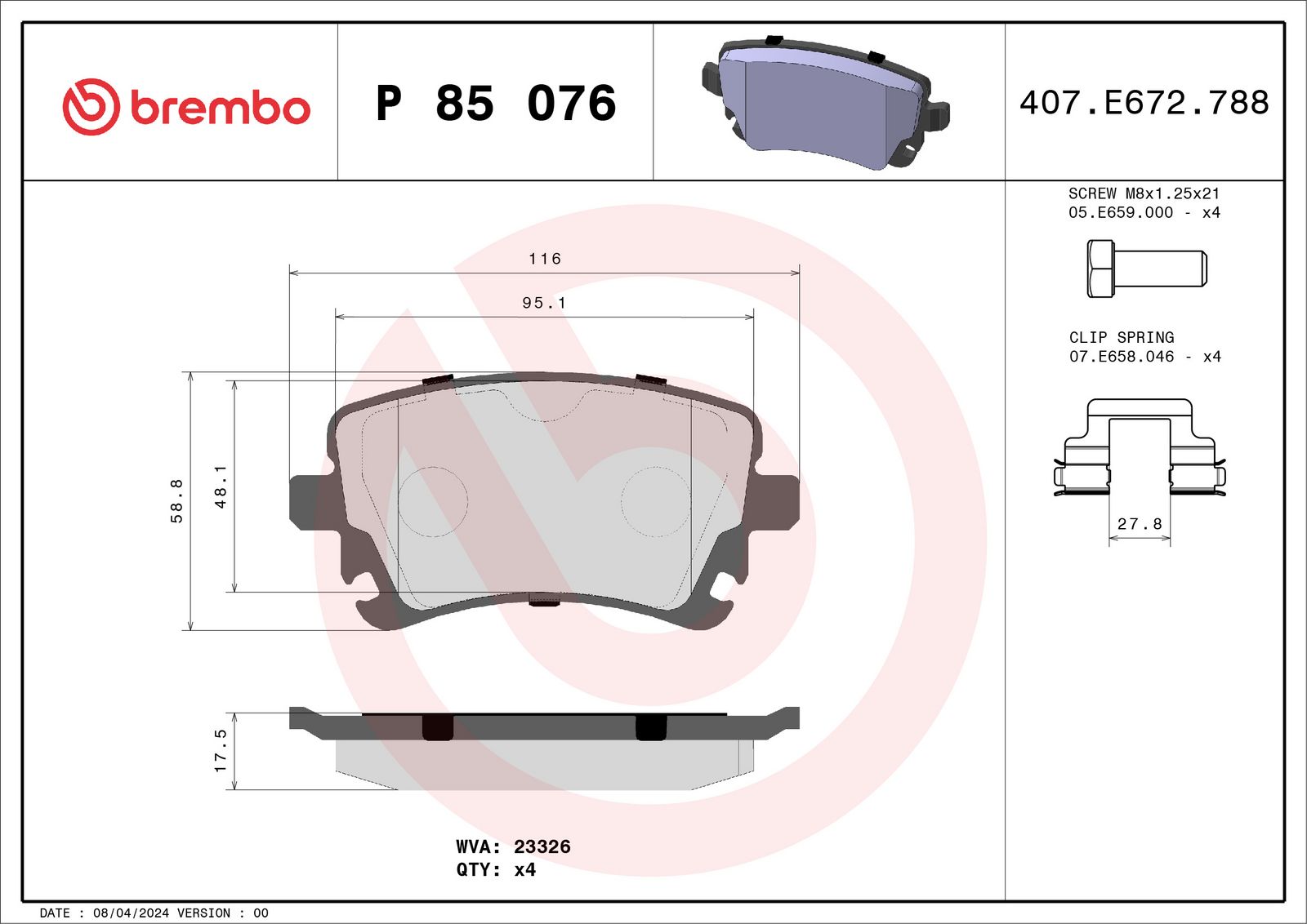 PRIME Low-Met Rear Disc Brake Pad Set - P85076_03