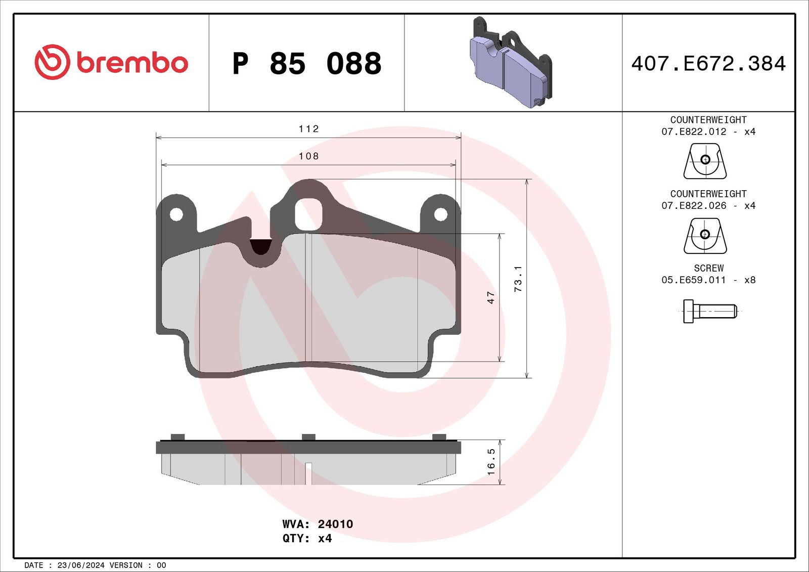 PRIME Low-Met Rear Disc Brake Pad Set - P85088_03
