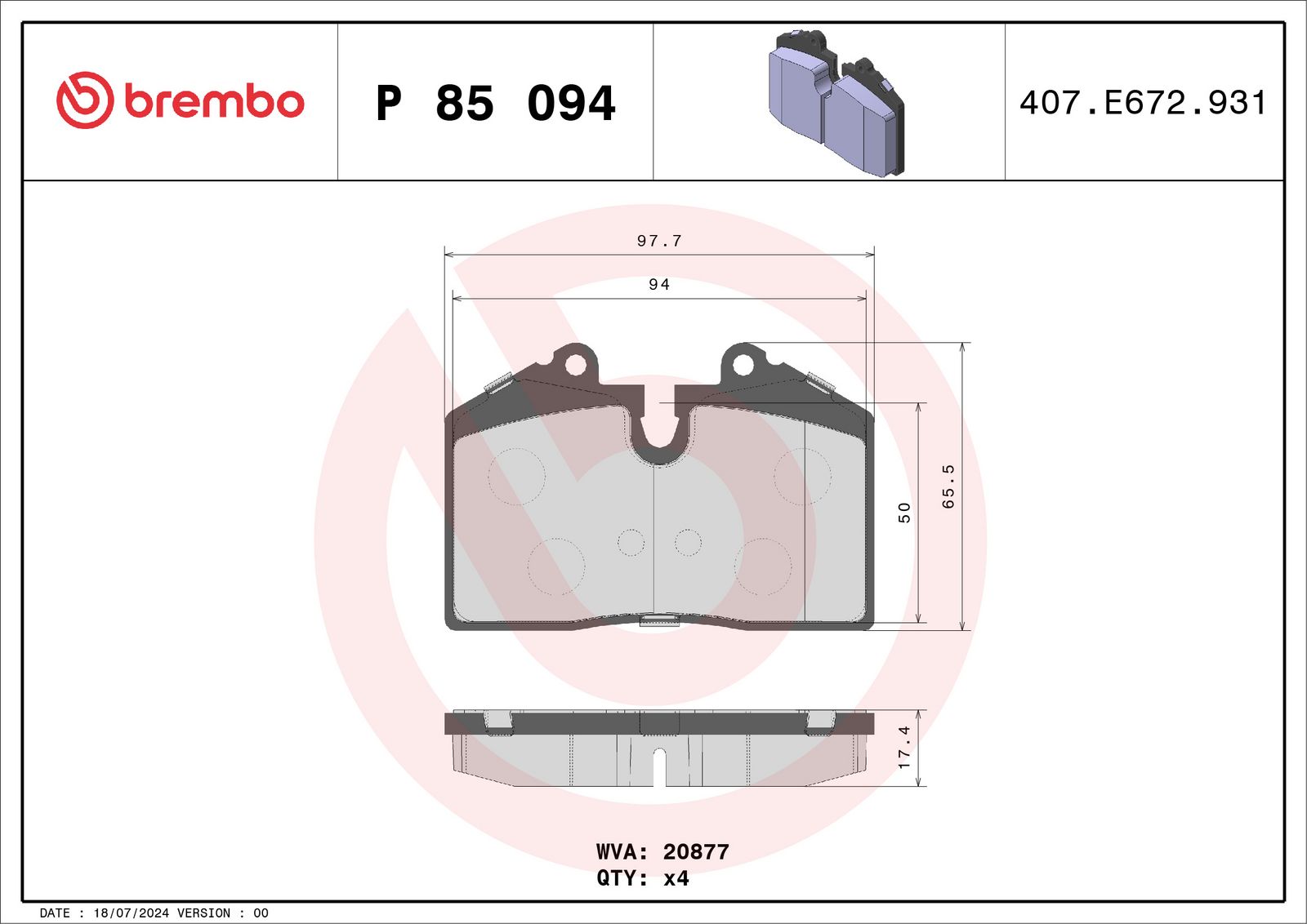 PRIME Low-Met Rear Disc Brake Pad Set - P85094_05
