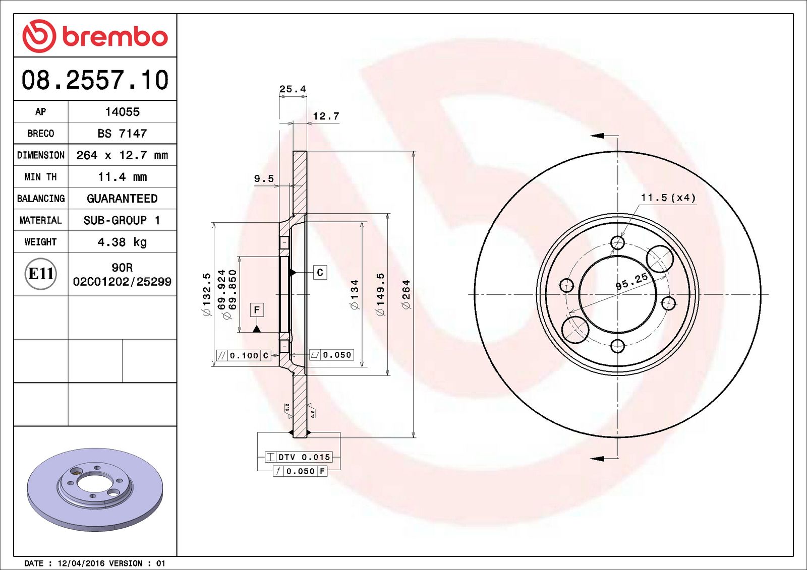 PRIME Rear Disc Brake Rotor - 08.2557.10_06