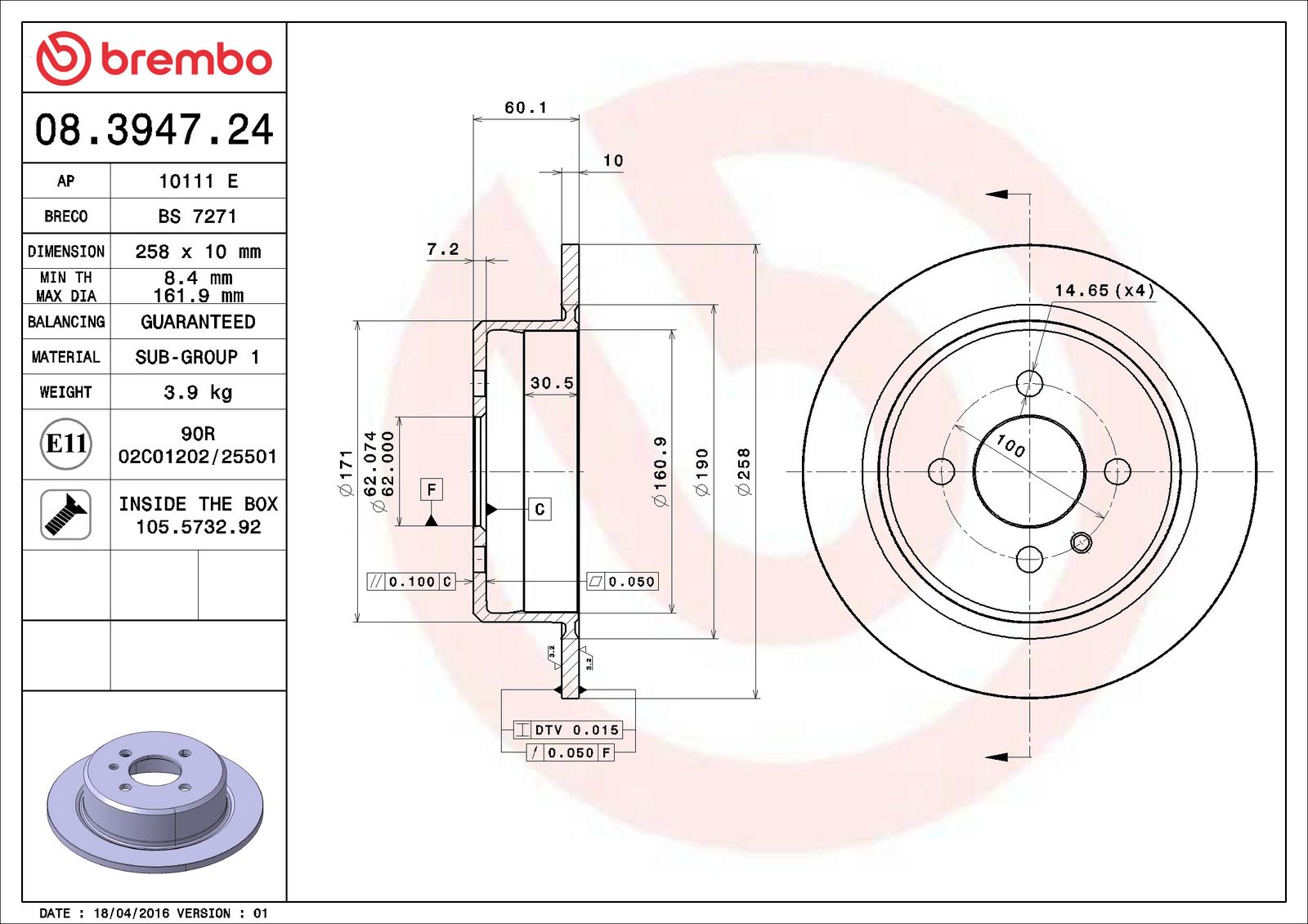PRIME Rear Disc Brake Rotor - 08.3947.24_06