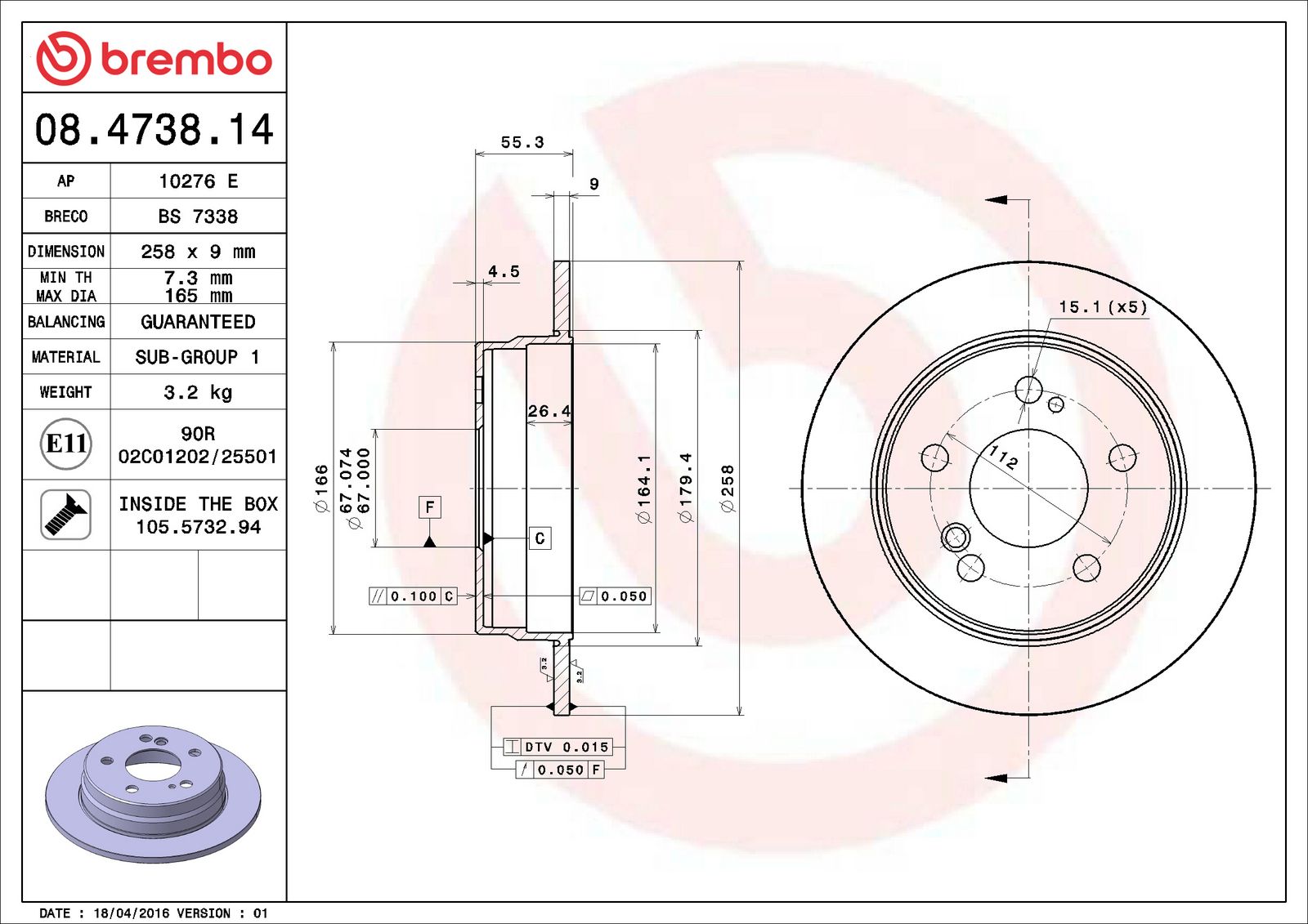 PRIME Rear Disc Brake Rotor - 08.4738.14_06