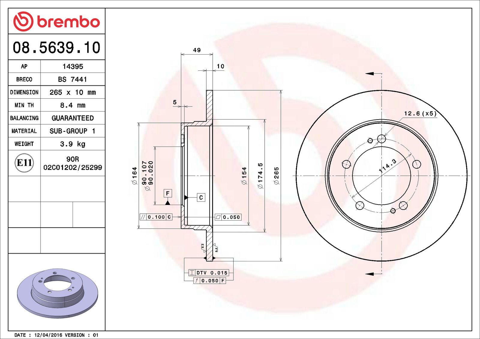 PRIME Rear Disc Brake Rotor - 08.5639.10_06