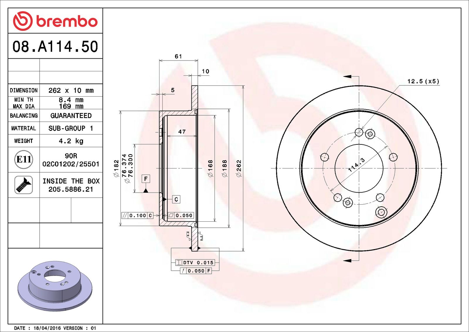 PRIME Rear Disc Brake Rotor - 08.A114.50_06
