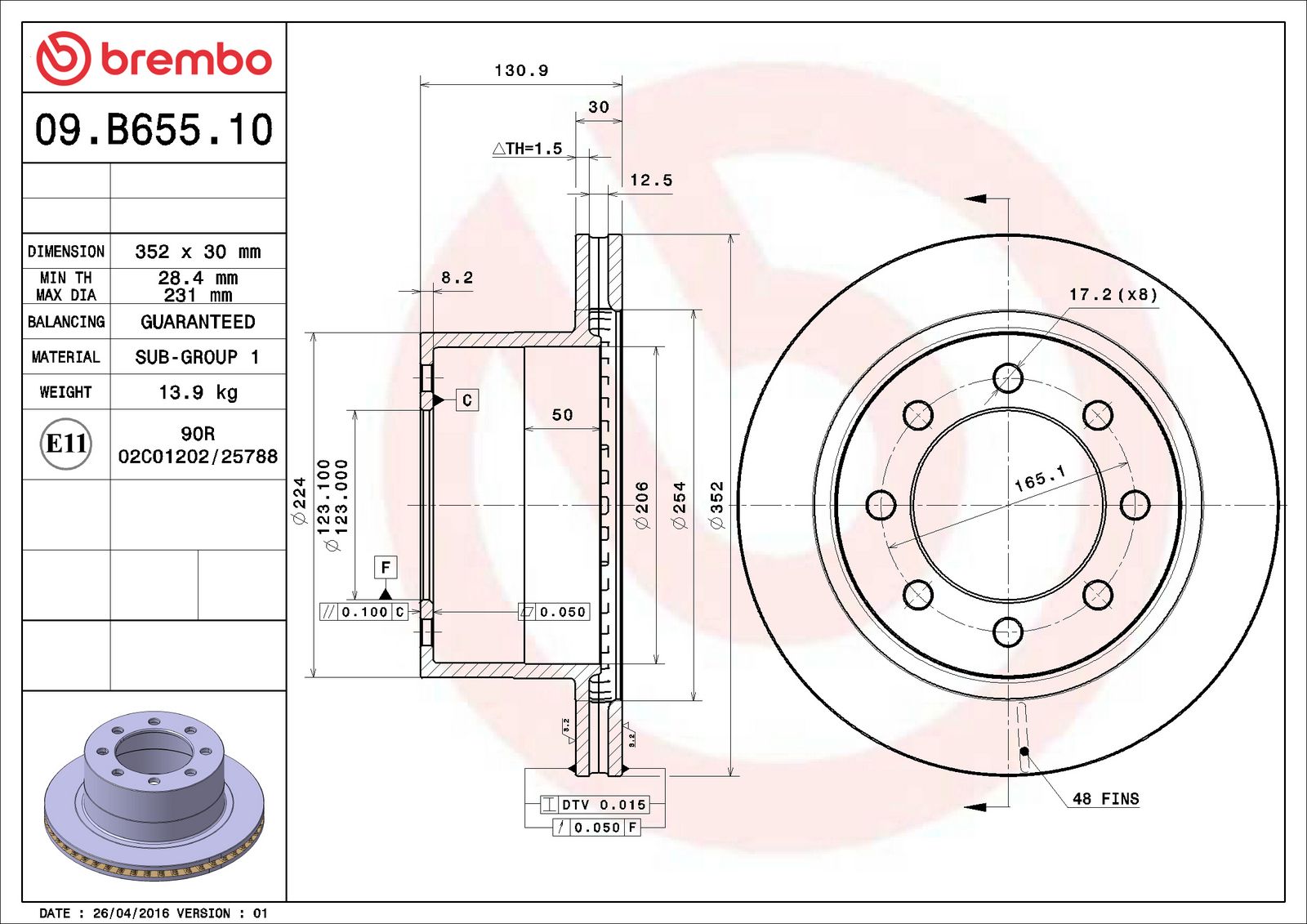 PRIME Rear Disc Brake Rotor - 09.B655.10_06
