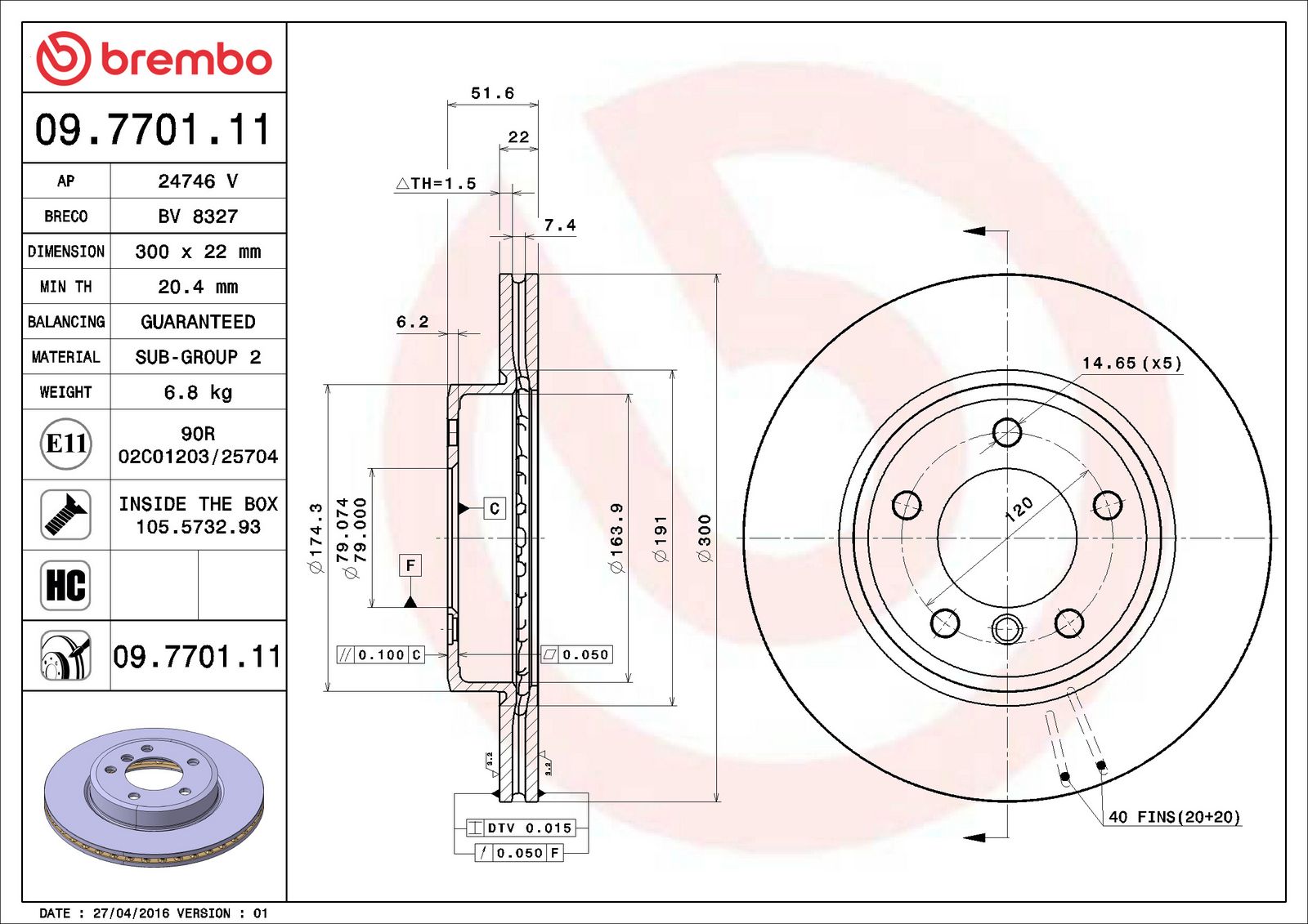 PRIME UV Coated Front Disc Brake Rotor - 09.7701.11_06