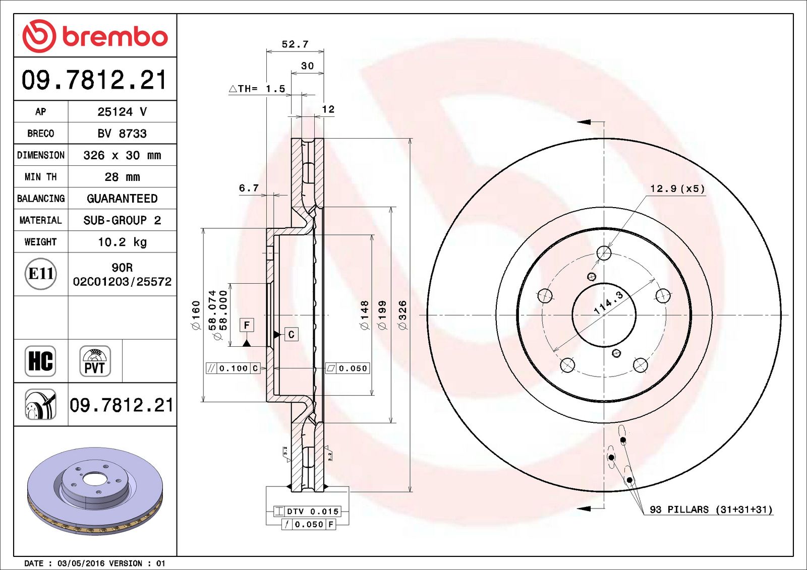 PRIME UV Coated Front Disc Brake Rotor - 09.7812.21_06