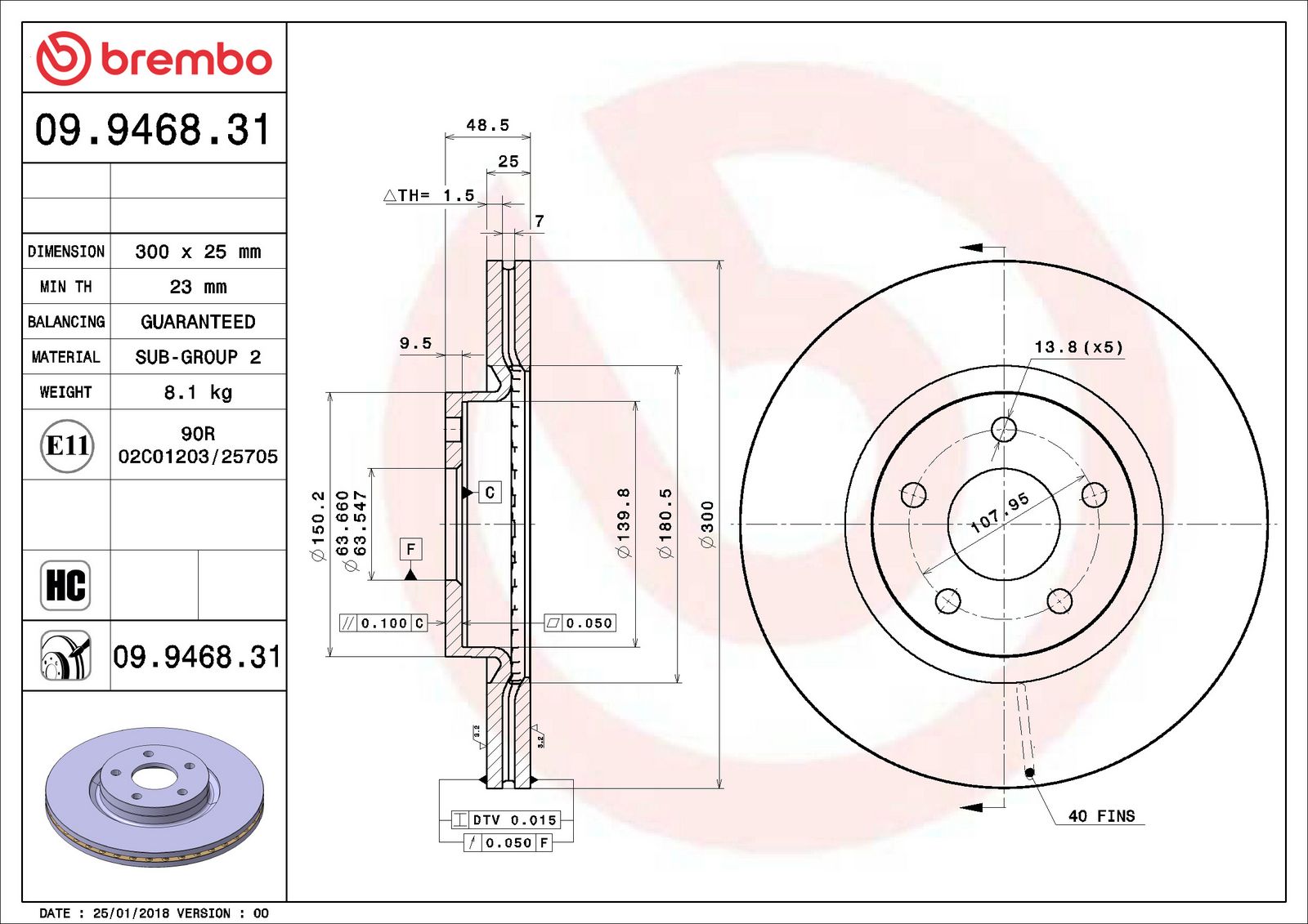 PRIME UV Coated Front Disc Brake Rotor - 09.9468.31_06