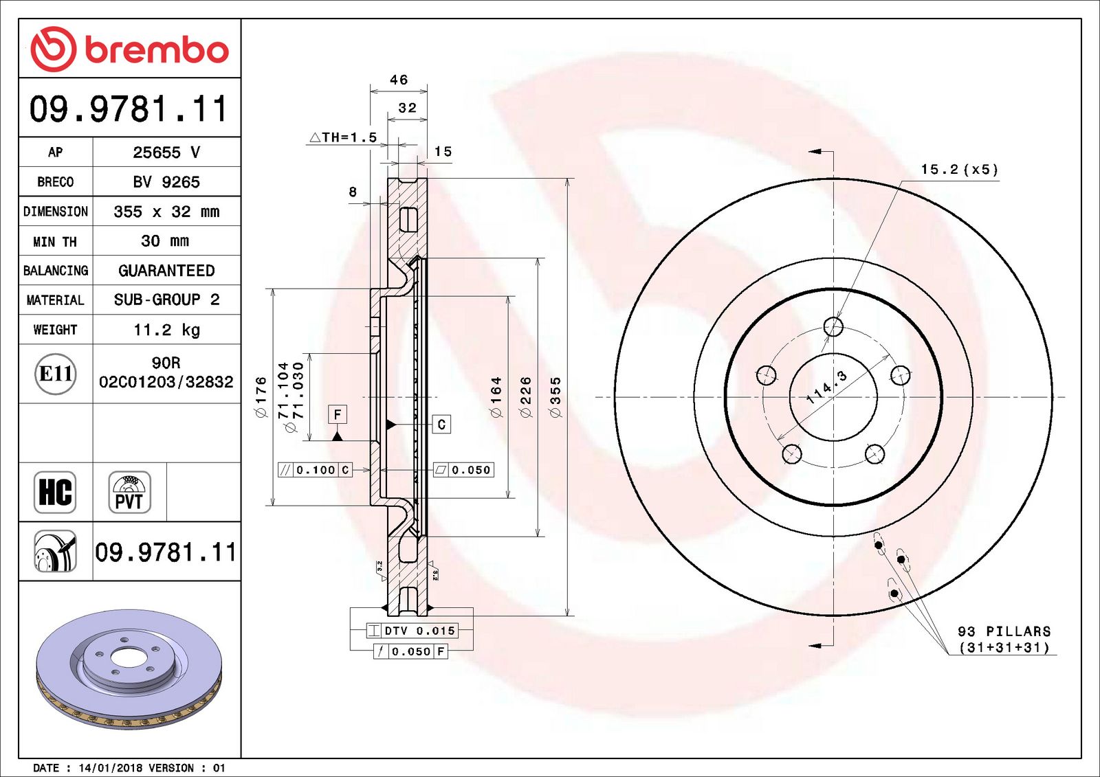 PRIME UV Coated Front Disc Brake Rotor - 09.9781.11_06