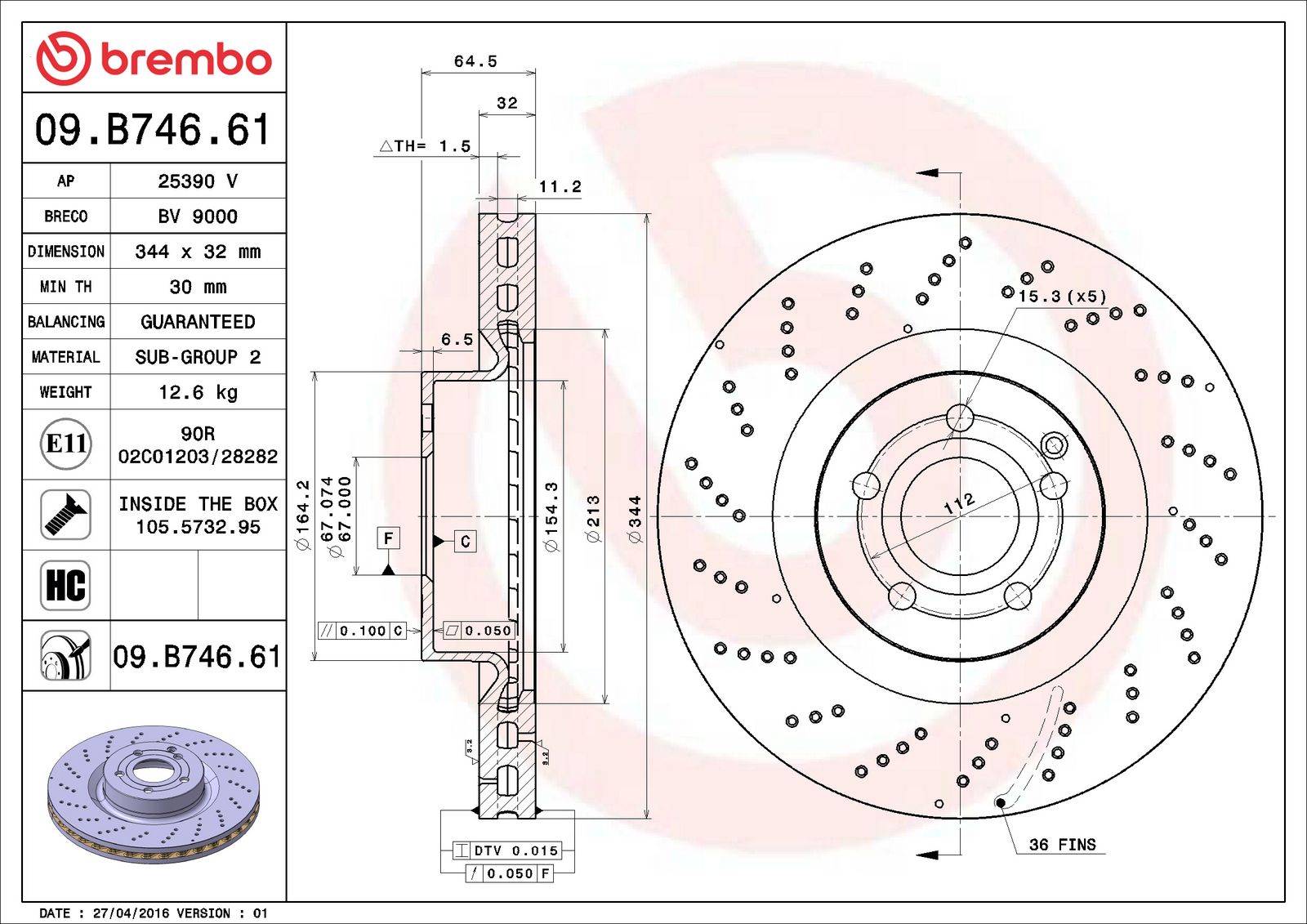 PRIME UV Coated Front Disc Brake Rotor - 09.B746.61_06