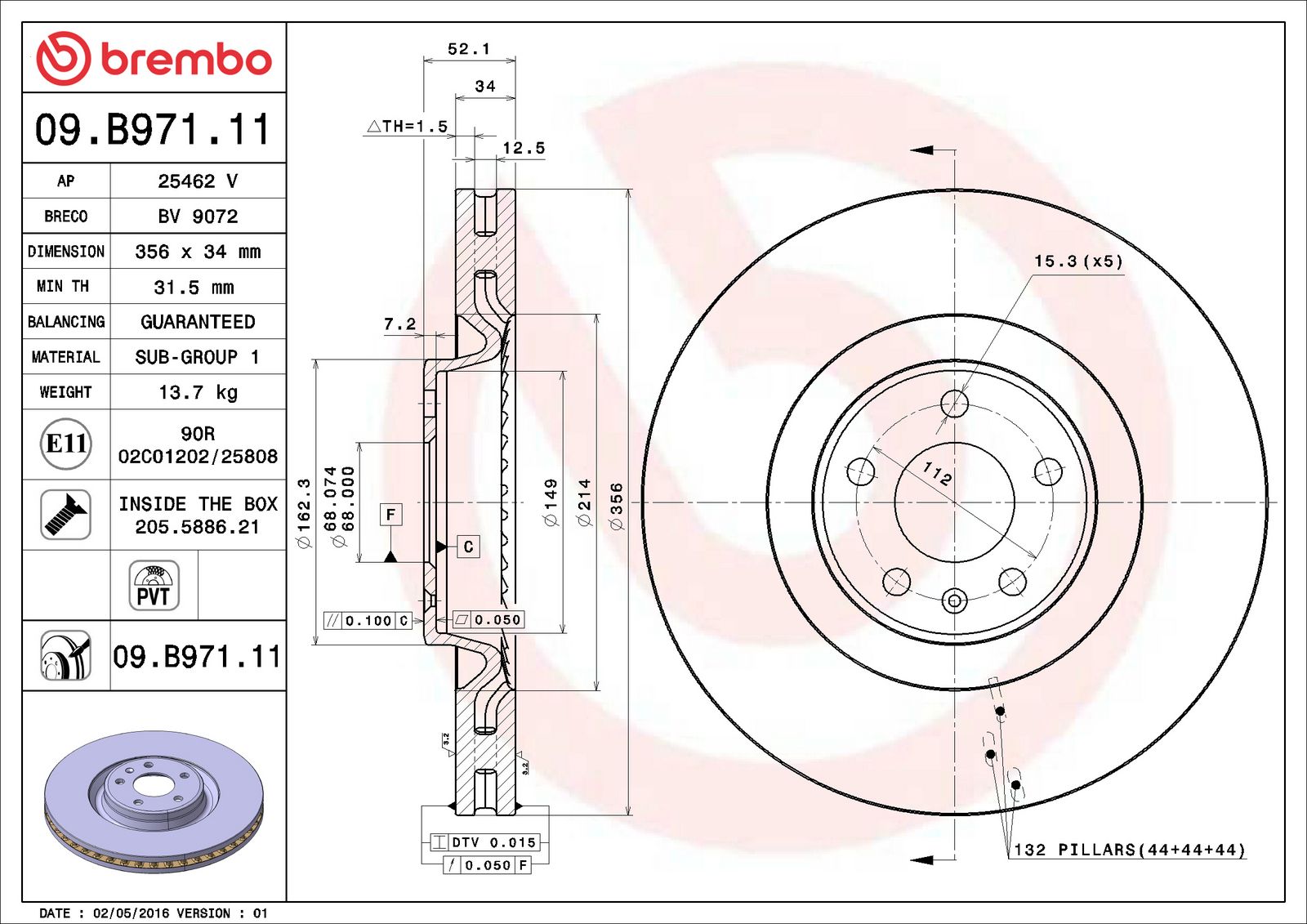 PRIME UV Coated Front Disc Brake Rotor - 09.B971.11_07