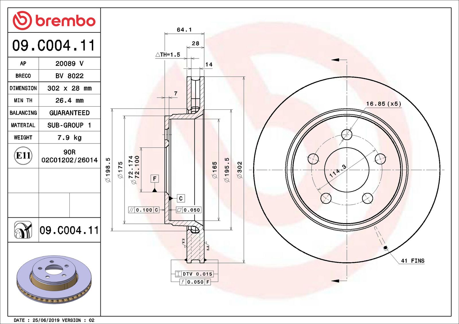 PRIME UV Coated Front Disc Brake Rotor - 09.C004.11_06