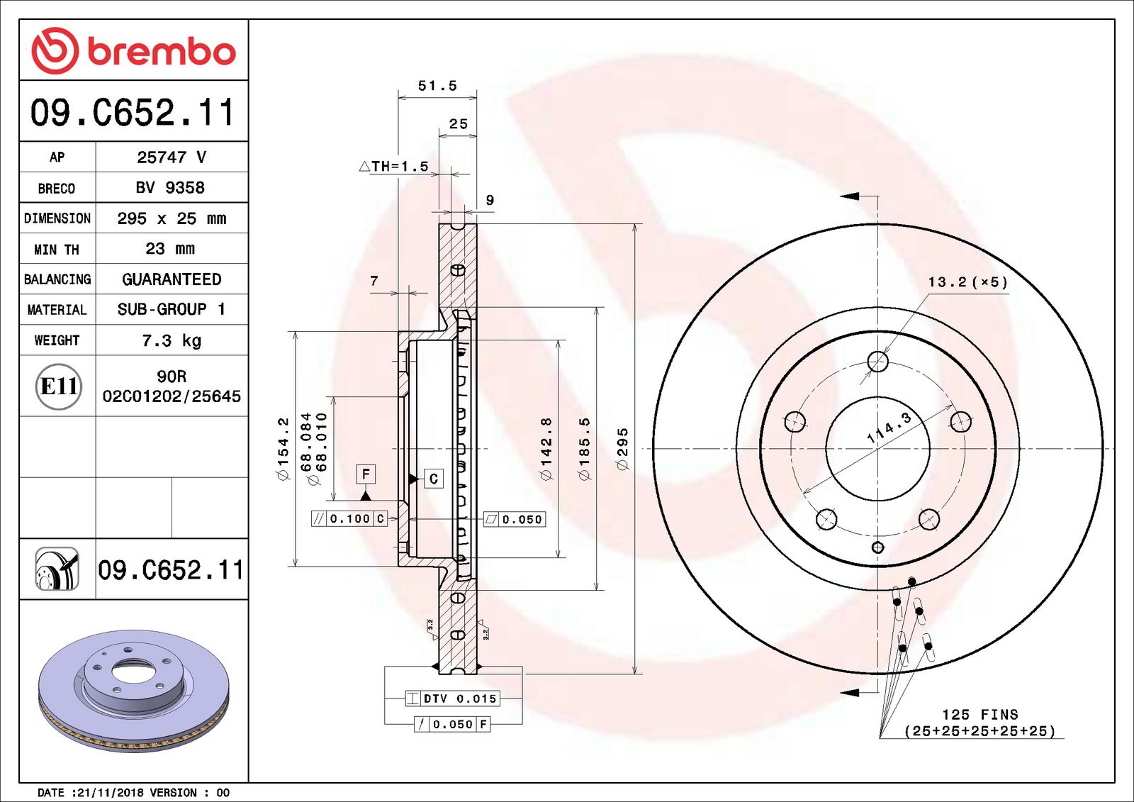 PRIME UV Coated Front Disc Brake Rotor - 09.C652.11_06