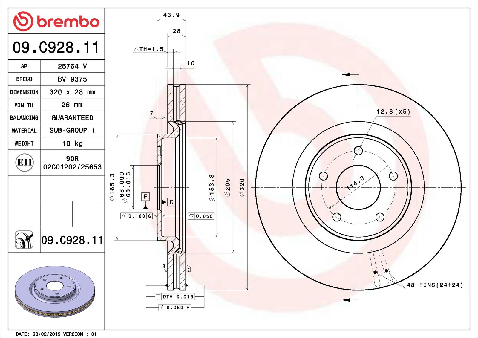 PRIME UV Coated Front Disc Brake Rotor - 09.C928.11_06