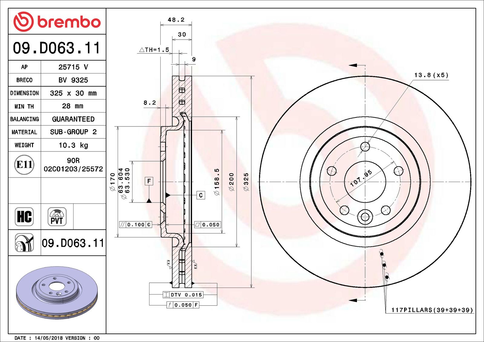 PRIME UV Coated Front Disc Brake Rotor - 09.D063.11_06