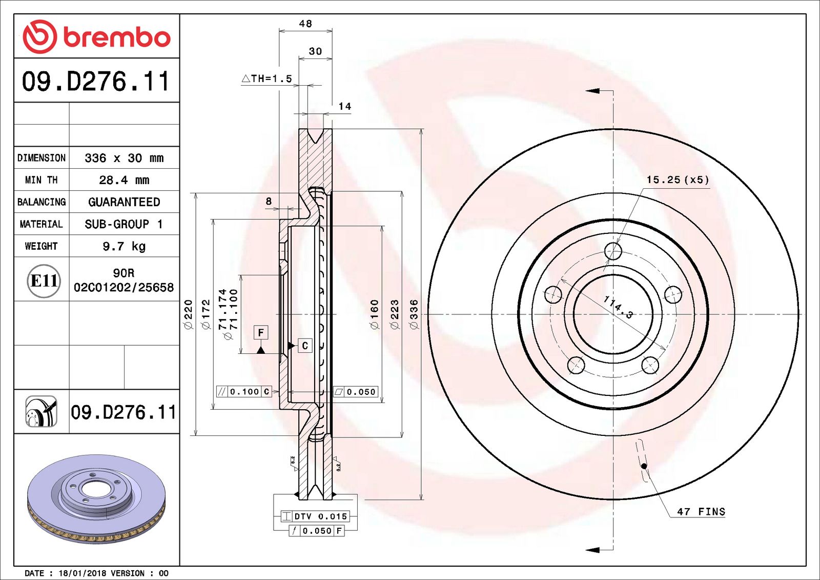 PRIME UV Coated Front Disc Brake Rotor - 09.D276.11_06