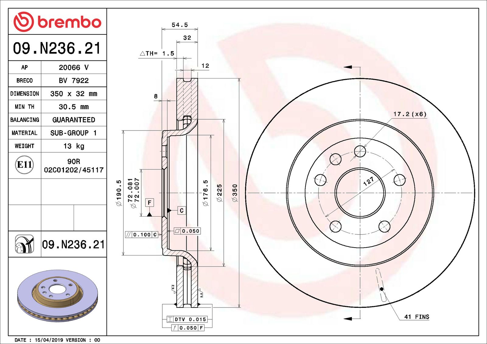 PRIME UV Coated Front Disc Brake Rotor - 09.N236.21_06