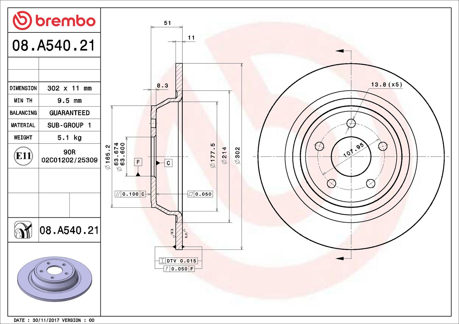 PRIME UV Coated Rear Disc Brake Rotor - 08.A540.21_06