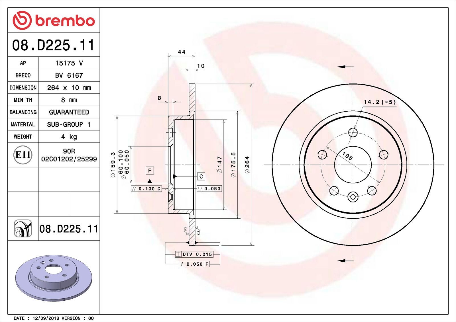 PRIME UV Coated Rear Disc Brake Rotor - 08.D225.11_06