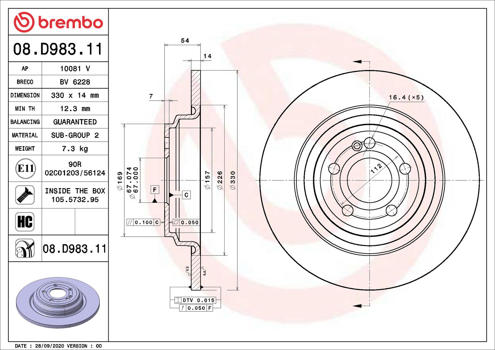 PRIME UV Coated Rear Disc Brake Rotor - 08.D983.11_06